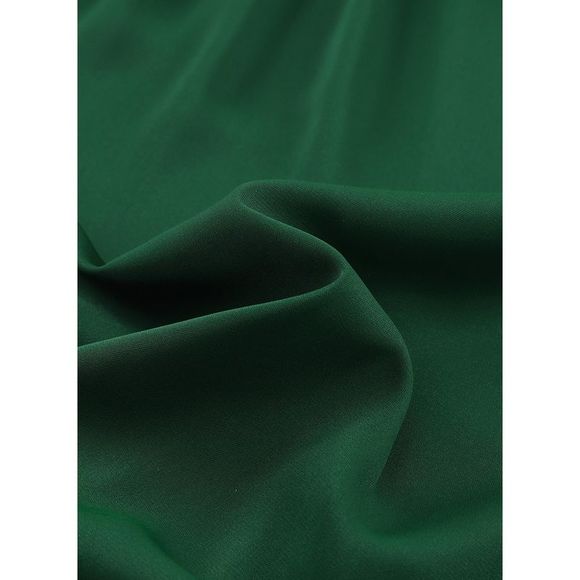 Azura Exchange  Green Cutout Back Ruched Mock Neck Blouse - Picture 6 of 15